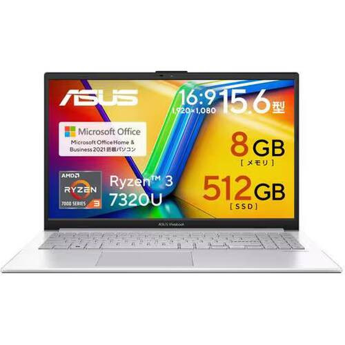 E1504FA-R385SIYAWS　Vivobook GO 15　[ 15.6型 / フルHD / Ryzen 3 7320U / RAM:8GB / SSD:512GB / Windows 11 Home / MS Office H&B / クールシルバー ]