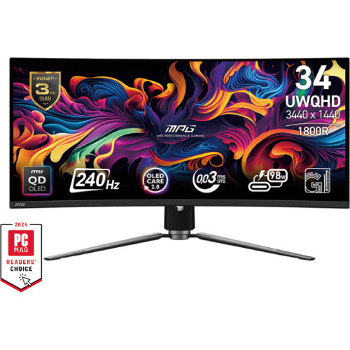 MPG 341CQPX QD-OLED 34.18インチ ウルトラワイド(3440x1440) QD OLED ゲーミングモニター 240Hz 0.03ms 1800R湾曲パネル