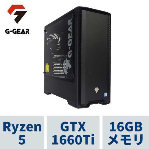 G-GEAR Powered by Crucial GC5A-B211T_CP1 Ryzen5 5600X(6コア12スレッド) GeForce GTX 1660Ti 16GBメモリ 500GB SSD(M.2 NVMe) 750W(80+GOLD)電源 Windows10 HOME 強化ガラスサイドパネル