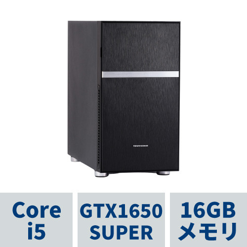 TSUKUMO PC / TM5J-A211T/R/CP1 / ミニタワーPC / i5-11400F(6コア12スレッド) / GeForce GTX1650SUPER 4GB / 16GB RAM / 500GB SSD(M.2 NVMe) / DVDマルチドライブ / TPM2.0 (インテル PTT) / Windows10 HOME