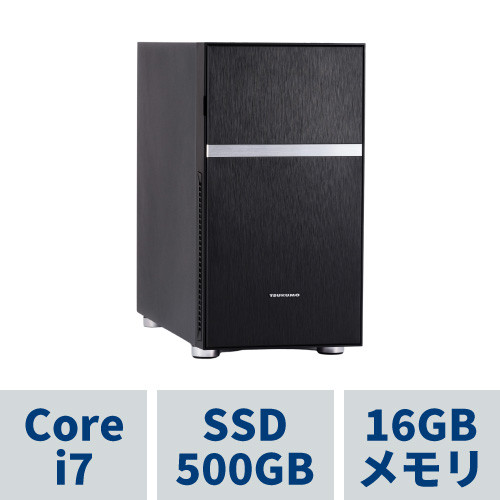 TSUKUMO PC / TM7J-B210T/R/CP1 / ミニタワーPC / i7-10700(8コア16スレッド) / 16GB RAM / 500GB SSD(M.2 NVMe) / DVDマルチドライブ / TPM2.0 (インテル PTT) / Windows10 HOME