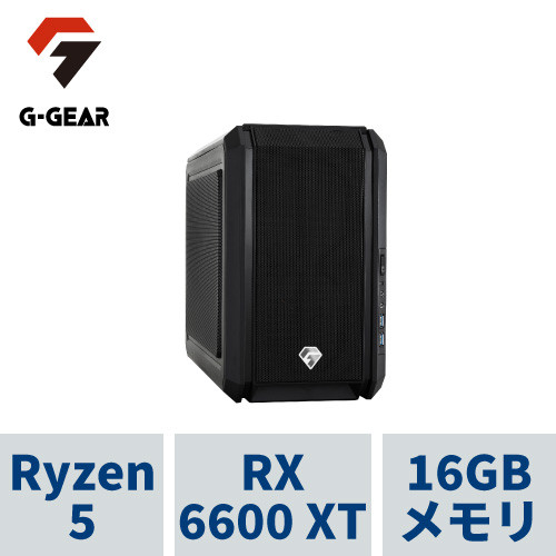 G-GEAR mini GI5A-A204T_CP2 コンパクトゲーミングPC Ryzen5 3500X(6コア6スレッド) Radeon RX 6600 XT 16GBメモリ 512GB SSD(M.2 NVMe) + 1TB SSD(SATA) 無線LAN(802.11ax)対応 750W(80+GOLD)電源 Windows10 HOME