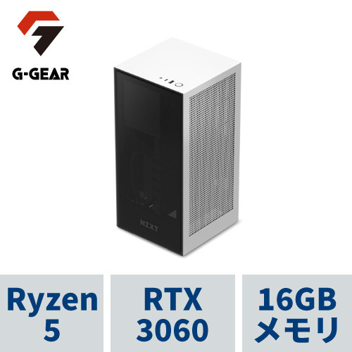 G-GEAR alpha GS5A-A211T2_WH Ryzen5 5600X(6コア12スレッド) GeForce RTX 3060 16GBメモリ 1TB SSD(M.2 NVMe) 無線LAN(802.11ax) + BT5.2 対応 Windows10 HOME 簡易水冷CPUクーラー搭載 コンパクトタワーケース採用