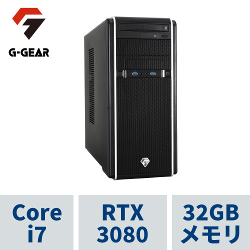 G-GEAR GA7J-H214ZB_CP1 i7-12700KF(Pコア8+Eコア4 _ 20スレッド) GeForce RTX 3080(LHR) 32GBメモリ 2TB SSD(M.2 NVMe Gen4) 無線LAN(802.11ax)対応 DVDマルチドライブ 750W(80+GOLD)電源 Windows11 HOME