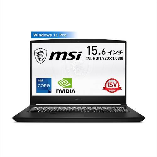 [MSI エムエスアイ] WF66-11UI-1212JP WF66 Workstation　[ 15.6型 / フルHD / i7-11800H / NVIDIA T1200 / RAM:16GB / SSD:512GB / Windows 11 Pro / ブラック ]
