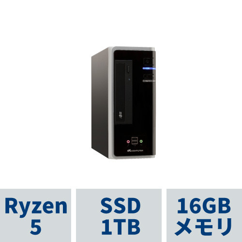AeroMini (Ryzen5 5600G / 16GBメモリ / 内蔵グラフィックス / 1TB SSD(M.2 NVMe)) MI5A-B220T_CP1