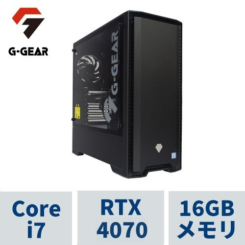 G-GEAR Powered by Crucial ( Corei7-13700F / 16GBメモリ / GeForce RTX4070 / 1TB SSD(M.2 NVMe Gen4) / Windows11 HOME) GC7J-G231BN/R/CP1