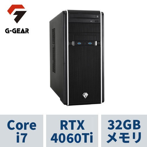 G-GEAR ( Corei7-13700F / 32GBメモリ / GeForce RTX4060Ti / 2TB SSD(M.2 NVMe) / Windows11 HOME) GA7J-D230BN/CP2