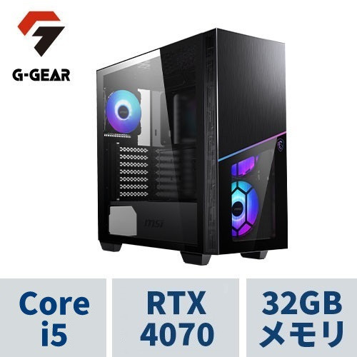 G-GEAR Powered by MSI ( Corei5-14600KF / 32GBメモリ / GeForce RTX4070 / 1TB SSD(M.2 NVMe Gen4) / Windows11 HOME) GM5J-B234BN/A/CP1