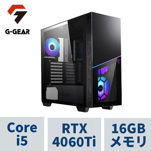 G-GEAR Powered by MSI ( Corei5-14600KF / 16GBメモリ / GeForce RTX4060Ti(8GB) / 1TB SSD(M.2 NVMe Gen4) / Windows11 HOME) GM5J-A234BN/A/CP1