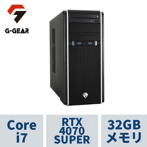 G-GEAR ( Corei7-14700F / 32GBメモリ / GeForce RTX4070SUPER / 1TB SSD(M.2 NVMe Gen4) / Windows11 HOME) GA7J-G241BN/CP2