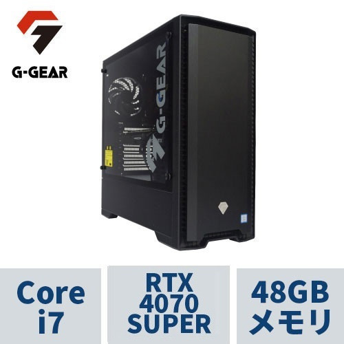 G-GEAR Powered by Crucial ( Corei7-14700KF / 48GBメモリ / GeForce RTX4070SUPER / 1TB SSD(M.2 NVMe Gen4) / Windows11 HOME) GC7J-H242BN/R/CP1