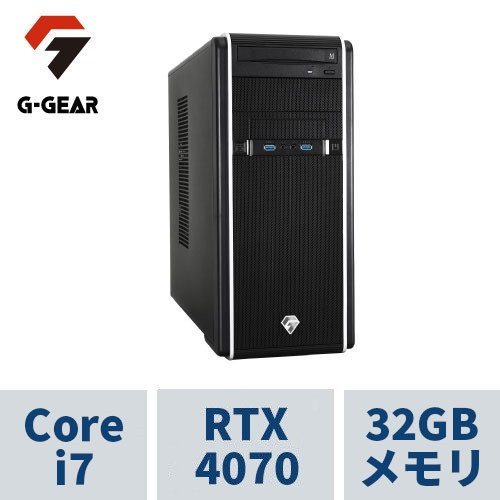 G-GEAR ( Corei7-14700F / 32GBメモリ / GeForce RTX4070 / 1TB SSD(M.2 NVMe Gen4) / Windows11 HOME) GA7J-G241BN/CP5