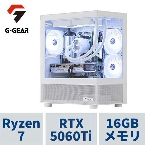 ゲーミングPC G-GEAR White GP7A-C261B/A/CP1 Ryzen7 5700X /RTX5060Ti(8GB版) /16GBメモリ /1TB SSD /ピラーレス&水冷仕様