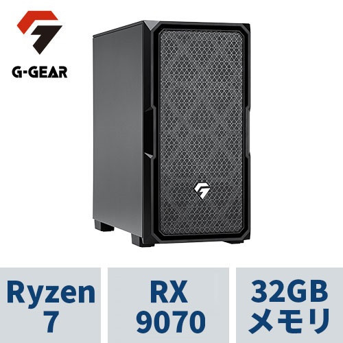 ゲーミングPC G-GEAR GE7A-B262BH/NT1 Ryzen7 5800X3D /RADEON RX9070 /32GBメモリ /1TB SSD /WiFi+Bluetooth対応 ※10/25頃出荷予定 予約受付中