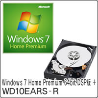 ★Windows 7 Home Premium 64bit DSP版 DVD-ROM + WD10EARS-R セット