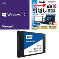 ★Windows 10 Pro 64bit DSP版 DVD-ROM 引越ソフト付 + Western Digital 500GB SSDセット