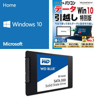 ★Windows 10 Home 64bit DSP版 DVD-ROM 引越ソフト付 + Western Digital 1TB SSD セット