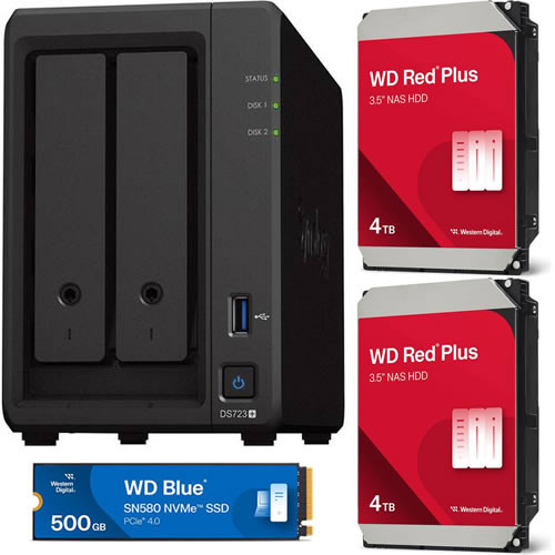  Western Digital WD40EFPX ×2台 + Synology DS723+ + Western Digital WDS500G3B0E セット