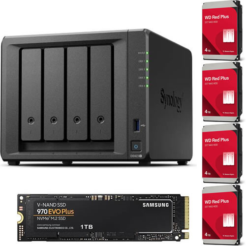 Synology DS923+ + Western Digital WD40EFPX ×4台 + SAMSUNG MZ-V7S1T0B/IT セット