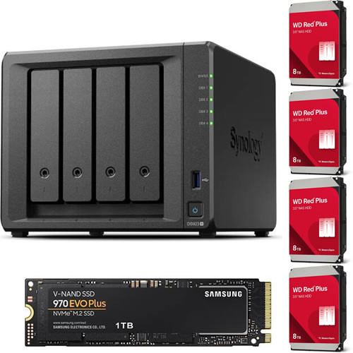 Synology DS923+ + Western Digital WD80EFPX ×4台 + SAMSUNG MZ-V7S1T0B/IT セット