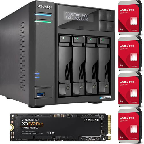 ASUSTOR AS6704T + Western Digital WD40EFPX ×4台 + SAMSUNG MZ-V7S1T0B/IT セット