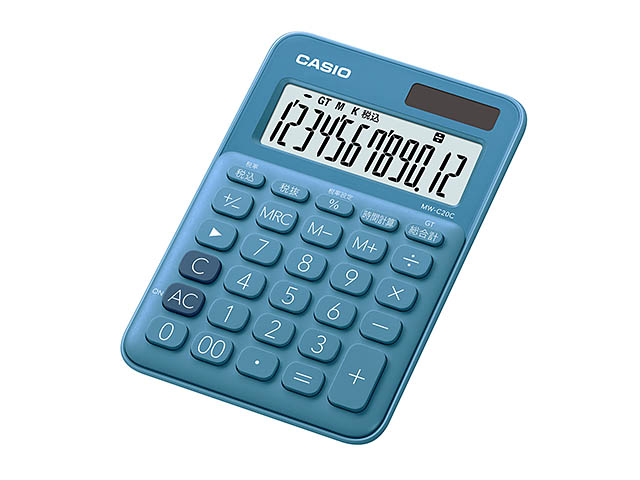CASIO カシオミニジャスト型カラフル電卓 MW-C20C-BU-N