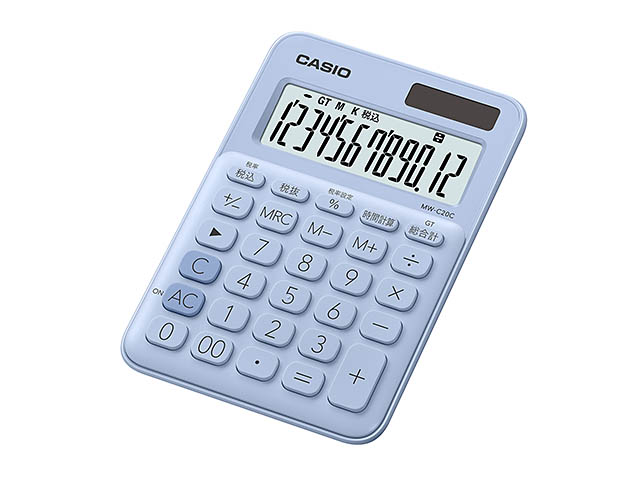 CASIO カシオミニジャスト型カラフル電卓 MW-C20C-LB-N