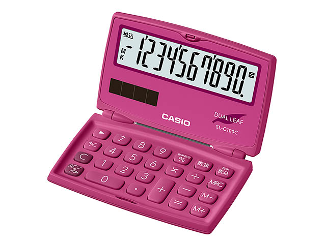 CASIO カシオ折りたたみ手帳型カラフル電卓 SL-C100C-RD-N