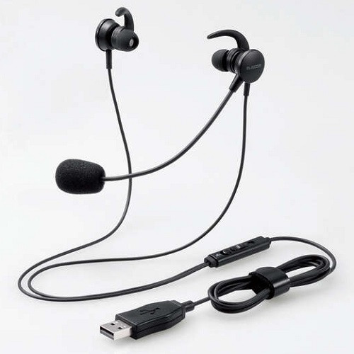 HS-EP15UBK USB接続 両耳耳栓タイプ イヤホンマイク ヘッドセット