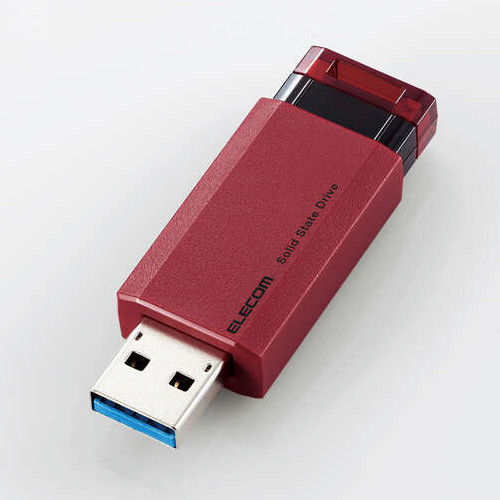 ESD-EPK0500GRD 外付けSSD ノック式 USB3.2(Gen2)対応 500GB レッド