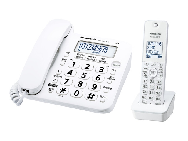 Panasonic コードレス電話機（子機1台付き） VE-GD27DL-W