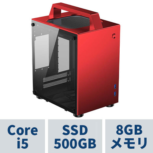 STORM コンパクトPC TS-I5400MT8R （RED） i5-11400(6コア12スレッド) 8GBメモリ 500GB SSD(M.2 NVMe) 無線LAN(802.11ax) + BT5.2 対応 Windows10 HOME 両サイドガラスパネル・おかもち型アルミケース採用 RED