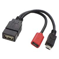USBホストケーブル 補助電源付 リバーシブル USB-120R 7.5cm