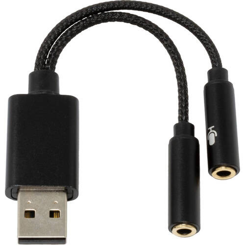 USBオーディオ変換ケーブル ヘッドフォン+マイク用 ADV-128 8cm