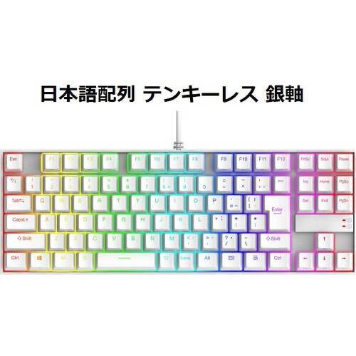 REDRAGON K552W-RGB-JPTI 有線 日本語配列テンキーレス ゲーミングキーボード メカニカルスイッチ銀軸 ホワイト