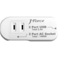 世界平和 JF-PEACE3W （ホワイト） 電源タップ付きUSB充電器 USB2ポート(合計2.4Aまで) + AC2口搭載(合計1400Wまで)