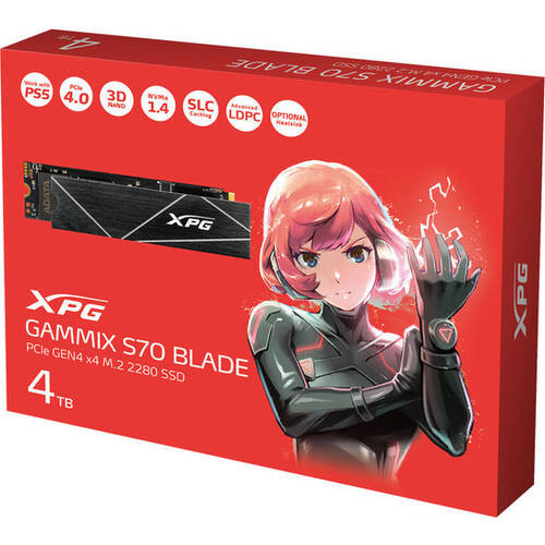 XPG GAMMIX S70 BLADE　AGAMMIXS70B-4T-CS [M.2 NVMe 内蔵SSD / 4TB / PCIe Gen4x4 / XPG GAMMIX S70 BLADE シリーズ / PS5動作確認済 / 国内正規代理店品]