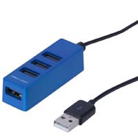 UH-2414BL （ブルー） [USB2.0ハブ/4ポート/120cm/USB Aオス/バスパワー/マグネット付き]