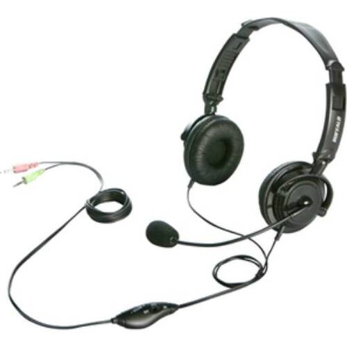 BUFFALO バッファロー YDHSH04BK 有線アナログ接続（3.5mm x2） 両耳 半密閉 ヘッドセット ボリュームコントローラー付き
