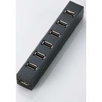 U2H-Z7SBK (ブラック) [USB2.0ハブ/7ポート/150cm/USB Aオス/セルフパワー&バスパワー/マグネット付き]