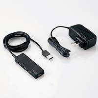 U2H-AN4SBK [USB2.0ハブ/4ポート/150cm/USB Aオス/セルフパワー&バスパワー]