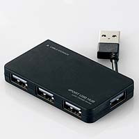 U2H-YKN4BBK （ブラック） [USB2.0ハブ/4ポート/2.9cm/USB Aオス/バスパワー]