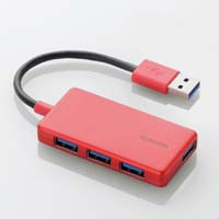 U3H-A416BRD （レッド） [USB3.0ハブ/4ポート/10cm/USB Aオス/バスパワー]