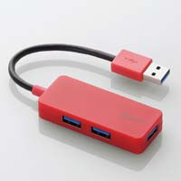 U3H-K315BRD （レッド） [USB3.0ハブ/3ポート/10cm/USB Aオス/バスパワー]