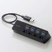 U3H-S418BBK （ブラック） [USB3.0ハブ  4ポート  30cm  USB Aオス  バスパワー  個別スイッチタイプ]