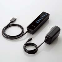 U3H-T719SBK （ブラック） [USB3.0ハブ/7ポート/100cm/USB Aオス/セルフパワー/マグネット付き]