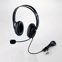 HS-HP28BK アナログ接続(3.5mm x2) 両耳大型オーバーヘッドタイプ ヘッドセット