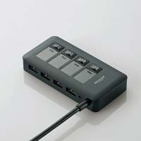 U3H-S409SBK （ブラック） [USB3.0ハブ/4ポート/100cm/USB Aオス/セルフパワー&バスパワー/個別スイッチタイプ]