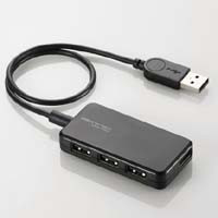 U2HS-A402BBK [USB2.0ハブ/4ポート/30cm/USB Aオス/バスパワー/スイングコネクタ]